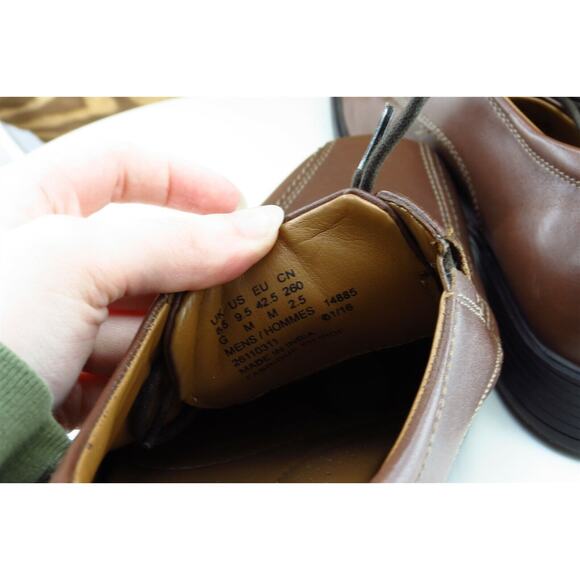 Clarks Shoes Sz 9.5 M Brown Derby‎ Oxfords Leather Men 14885 main image 9